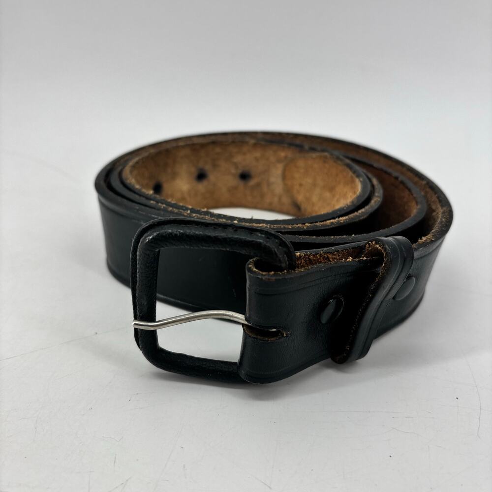 Mens Size 44 Black Leather Belt Mexico Made Wear to Work Tactical